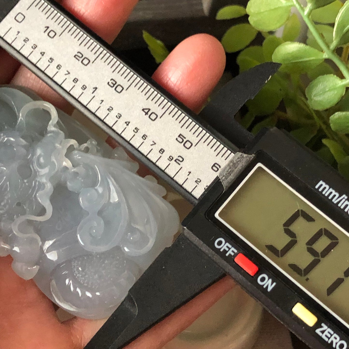 60 mm Icy Sky Blue Glutinous Jadeite Jade Carved Dragon Pendant