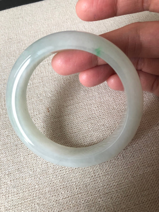 54.6 mm Jadeite Jade Icy Green Float Flowers Bangle