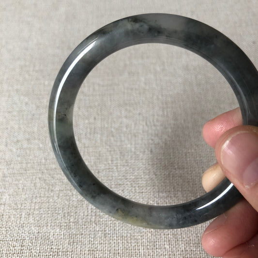 54-56 mm Jadeite Jade Icy Black Wuji Bangle