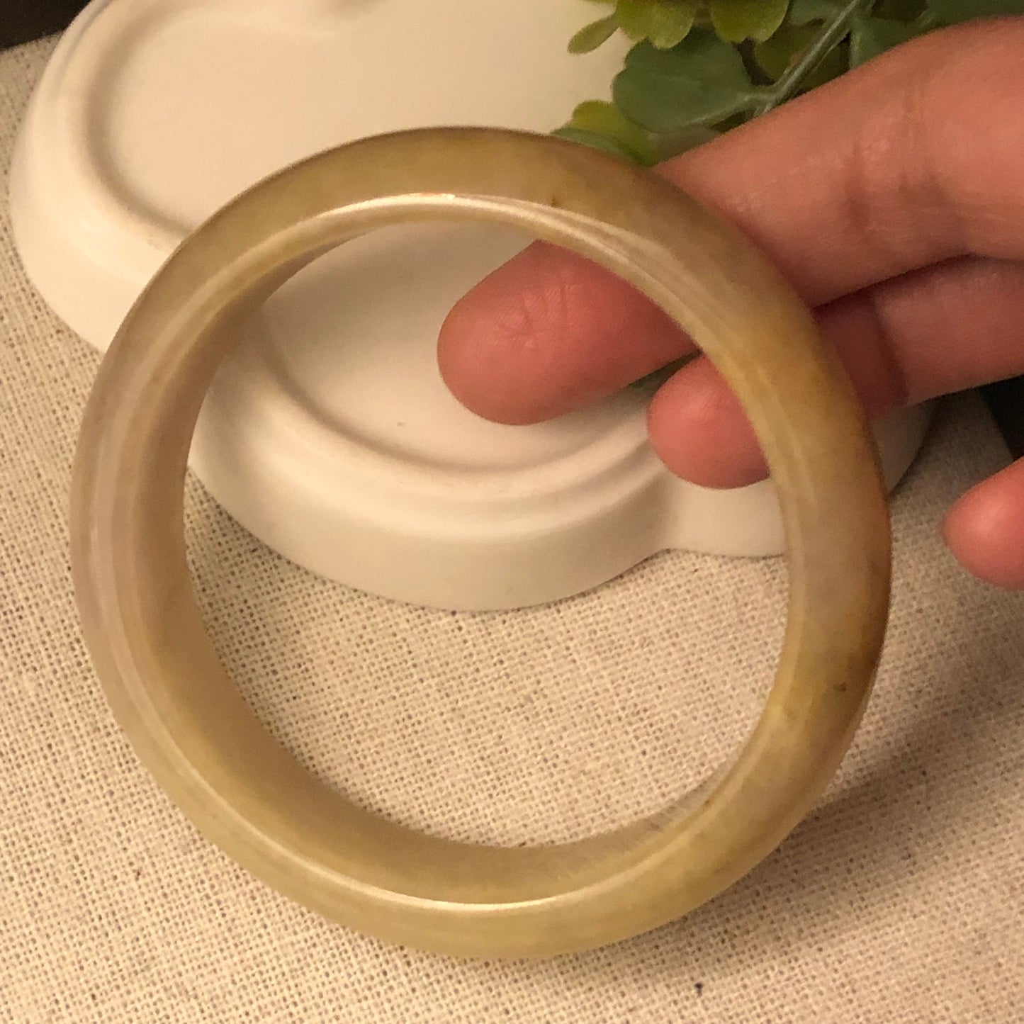 56mm Earthy Yellow Brown Jadeite Jade Bangle