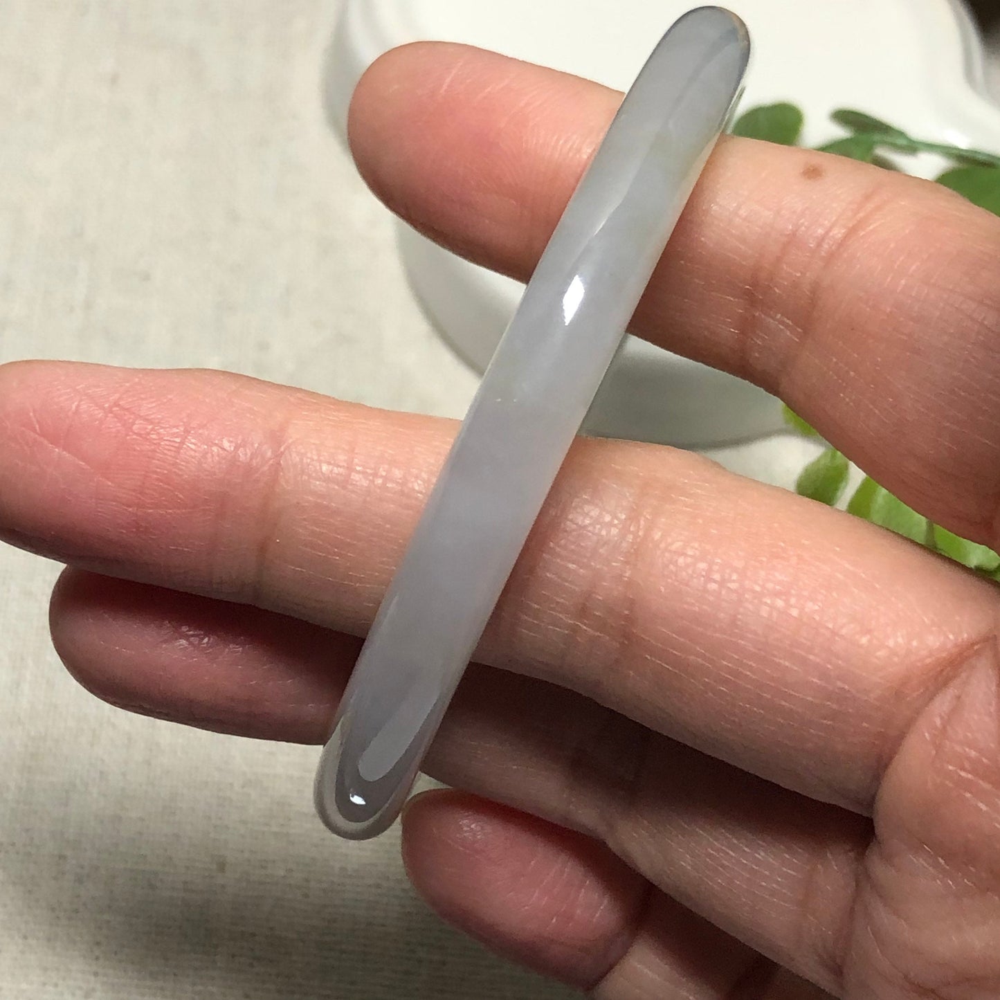 55mm Icy White Jadeite Jade Bangle