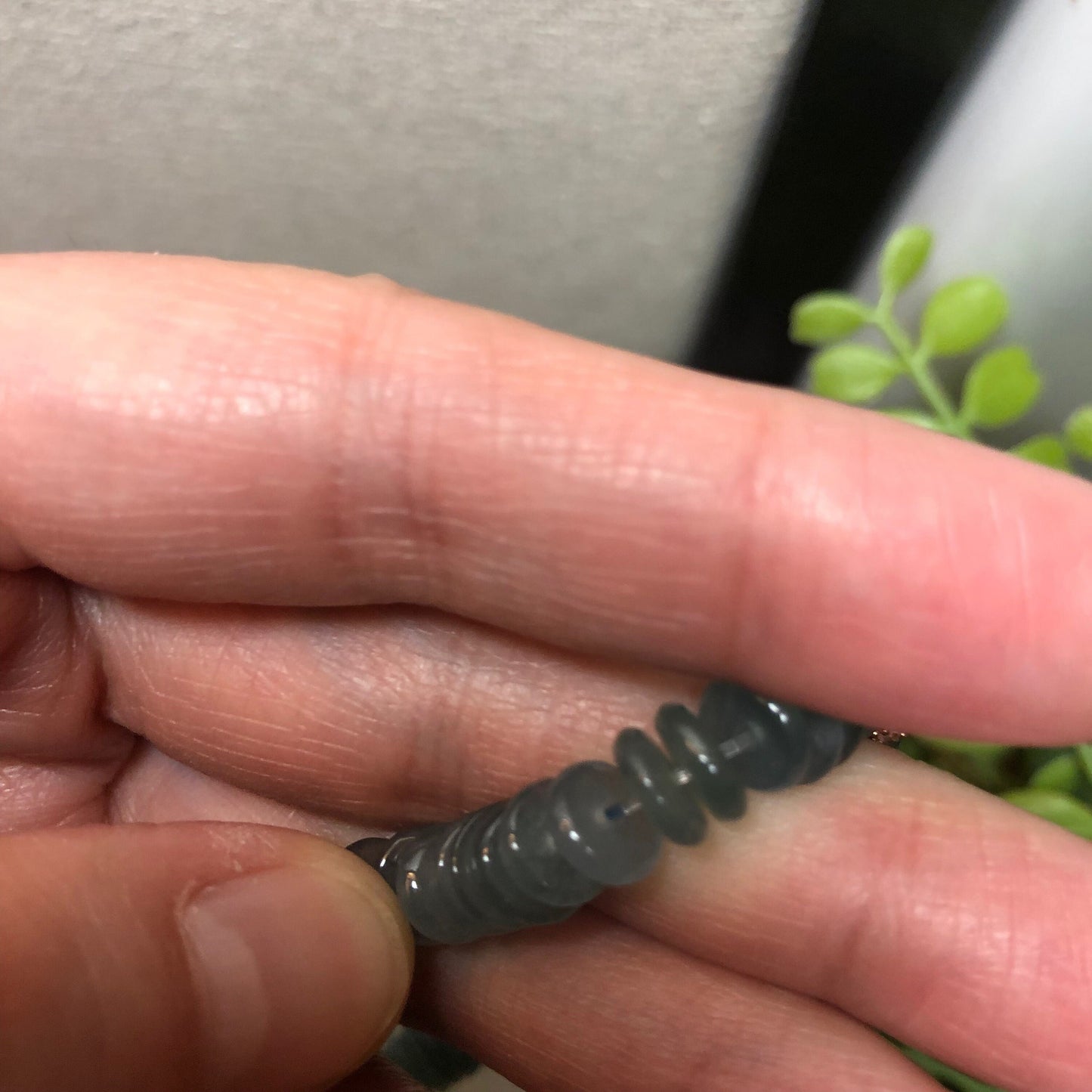 6mm Icy Blue Green Mini Peace Donut Jadeite Jade Bead Bracelet