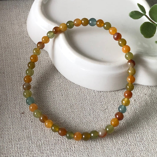 4.5mm Icy Asst Green Yellow Brown Blue Jadeite Jade Bead Bracelet