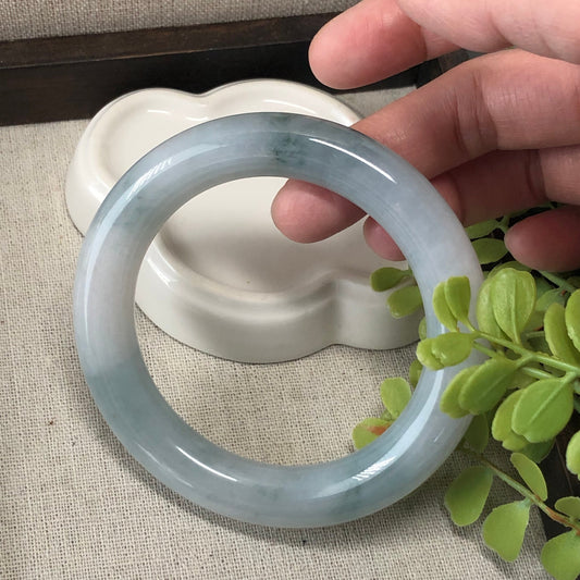 57.7-59mm Grade A Icy Green Float Flowers Jadeite Jade Bangle