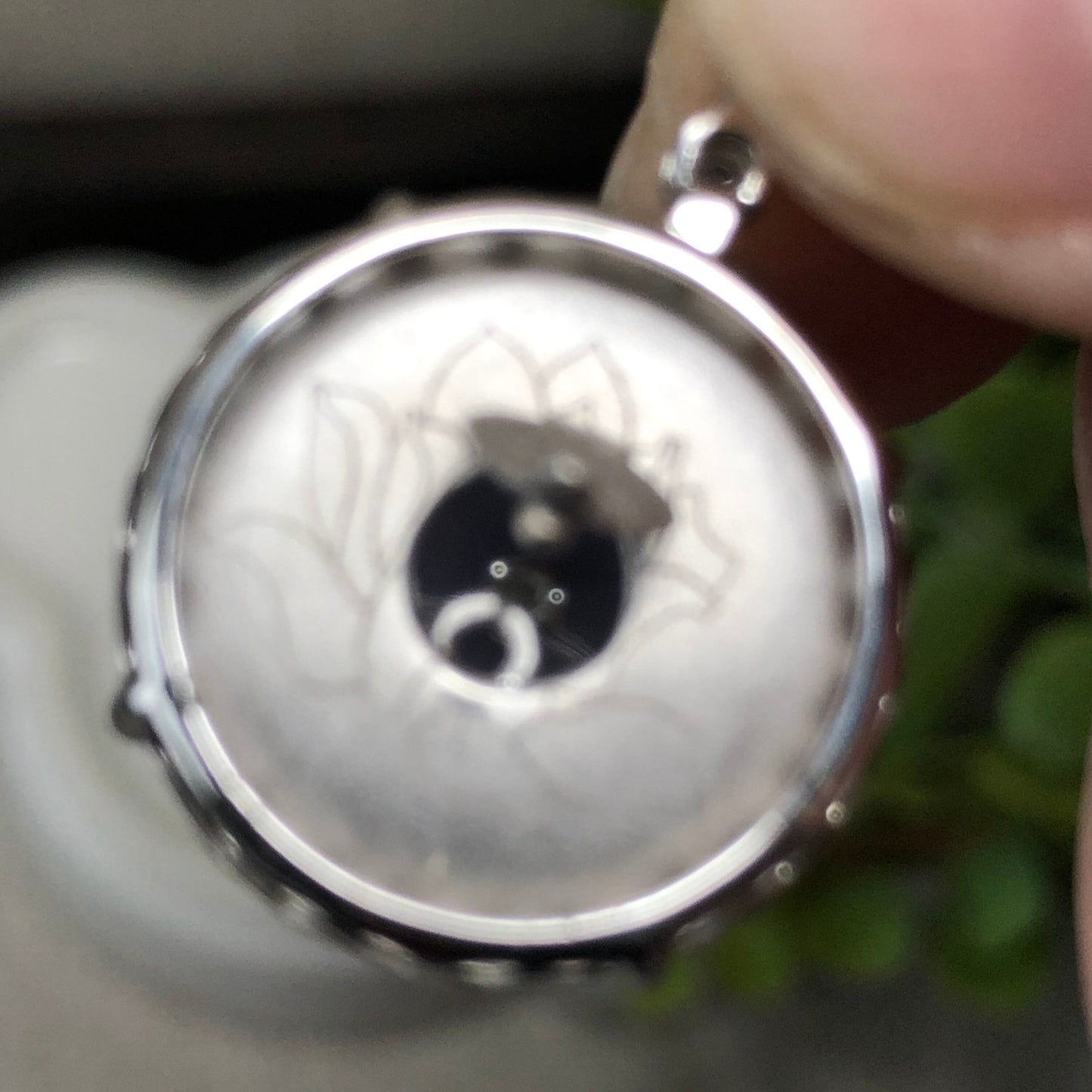 18K Jadeite Jade Dainty Rich Lavender Donut Pendant Diamonds