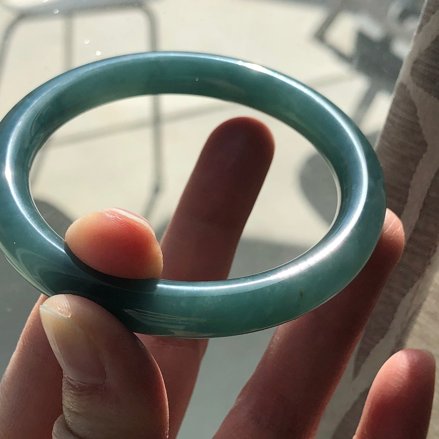 56.6mm Guatemalan Jade Earthy Blue Green Bangle