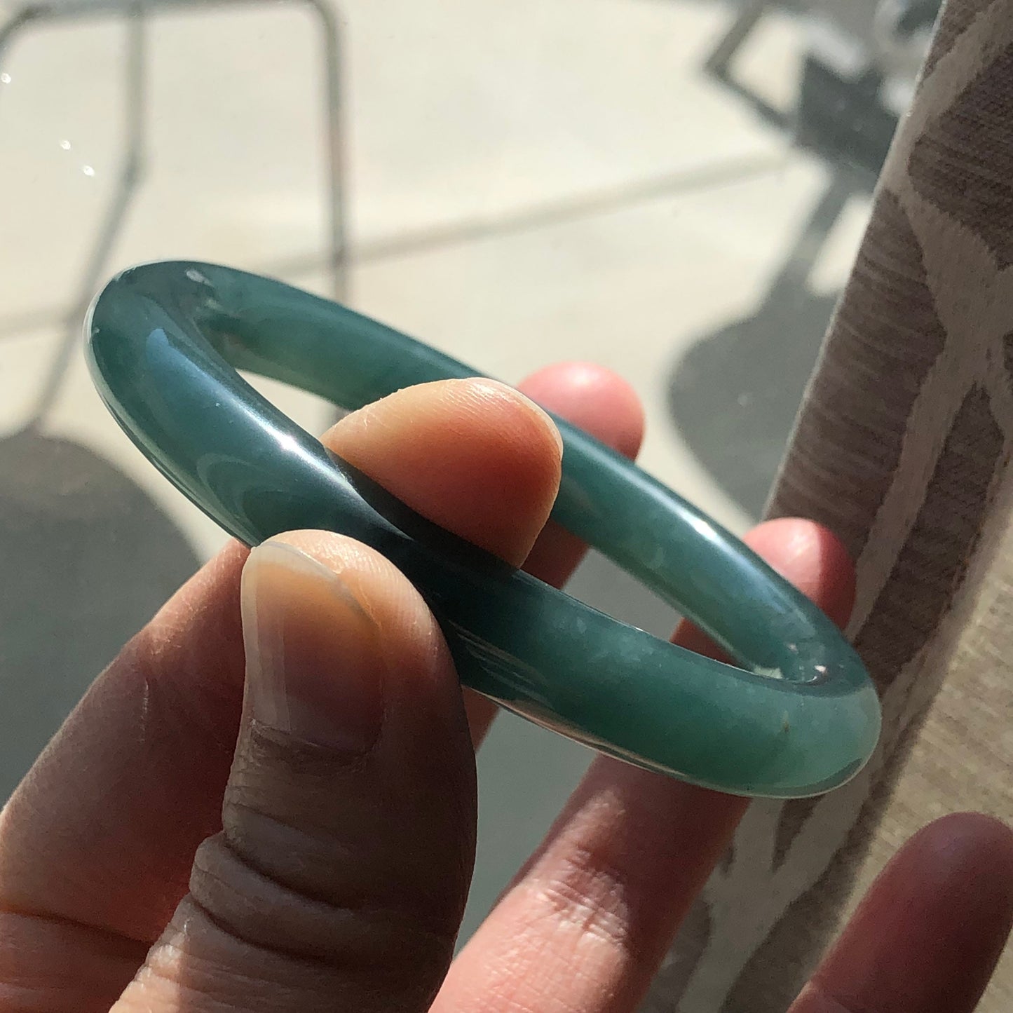 56.6mm Guatemalan Jade Earthy Blue Green Bangle
