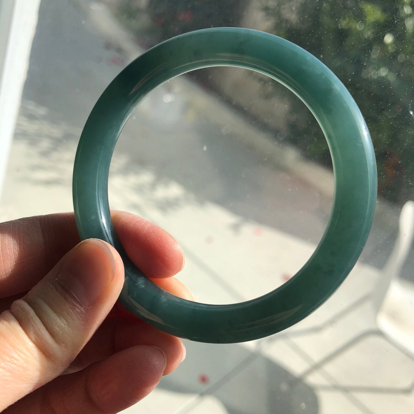 56.6mm Guatemalan Jade Earthy Blue Green Bangle