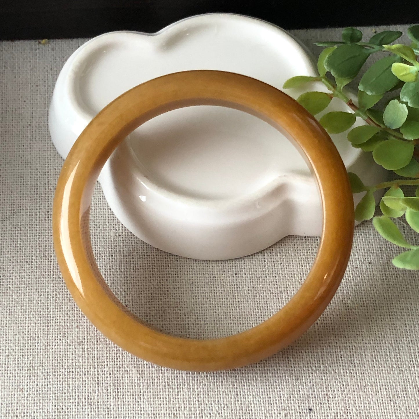 56.6mm Jadeite Jade Yellow Brown Bangle RARE
