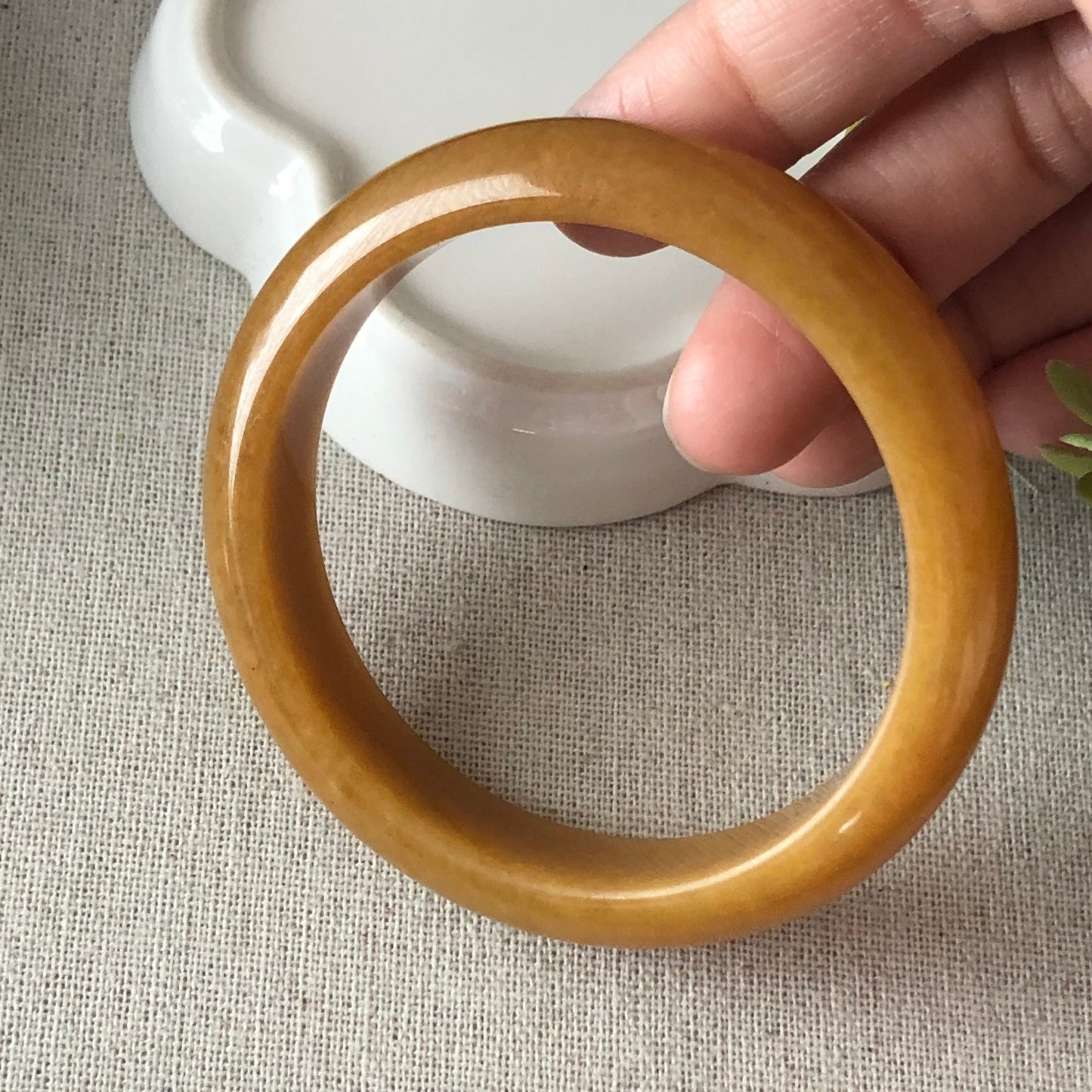 56.6mm Jadeite Jade Yellow Brown Bangle RARE