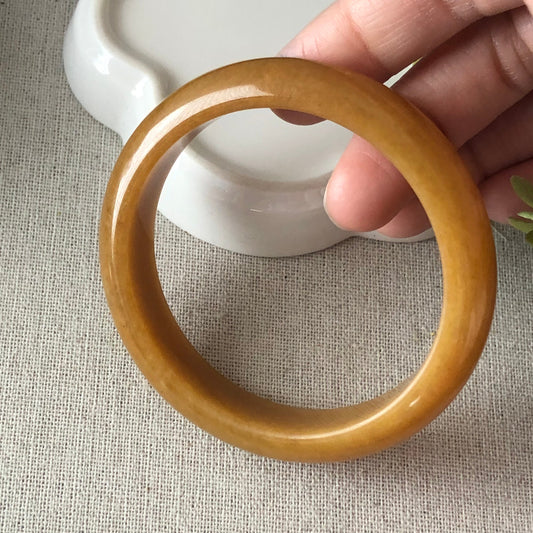 56.6mm Jadeite Jade Yellow Brown Bangle RARE