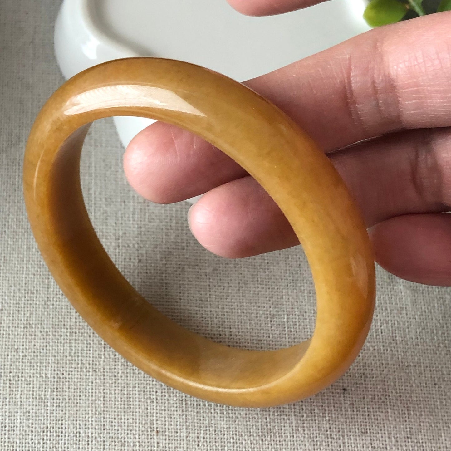 56.6mm Jadeite Jade Yellow Brown Bangle RARE