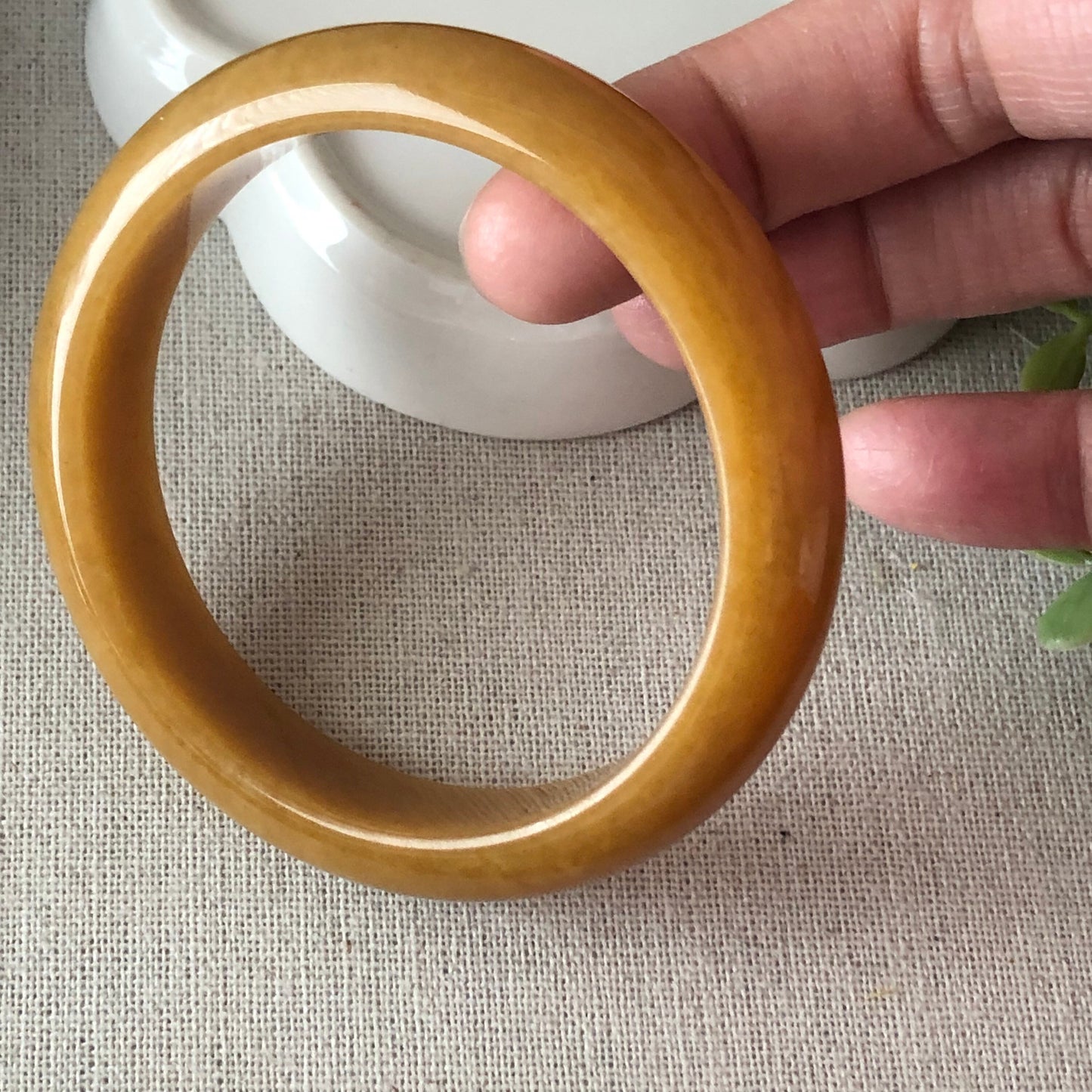 56.6mm Jadeite Jade Yellow Brown Bangle RARE