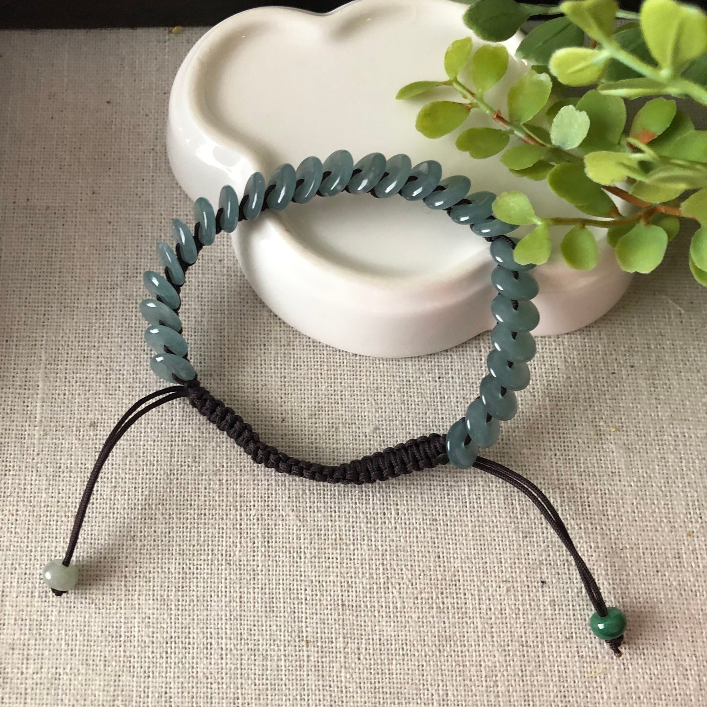 7.6mm Icy Sky Blue Jadeite Jade Peace Donut Bracelet One Size