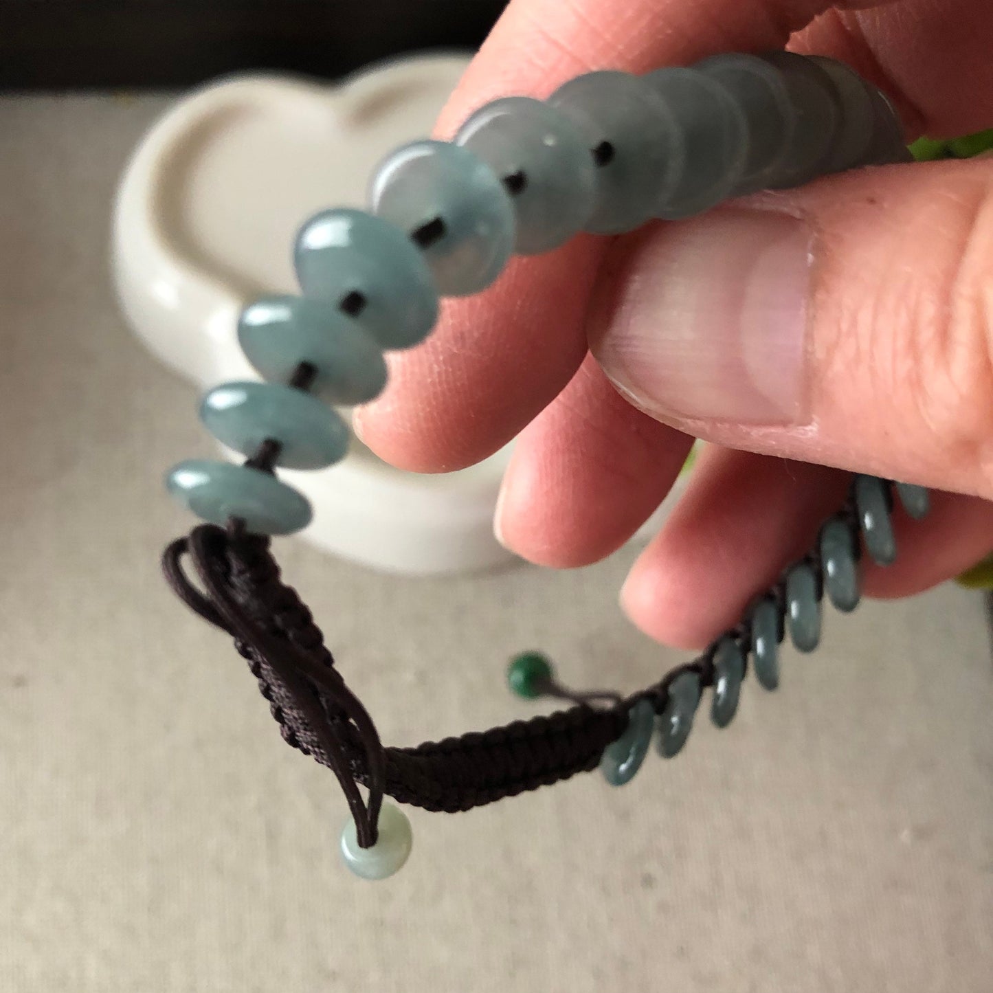 7.6mm Icy Sky Blue Jadeite Jade Peace Donut Bracelet One Size