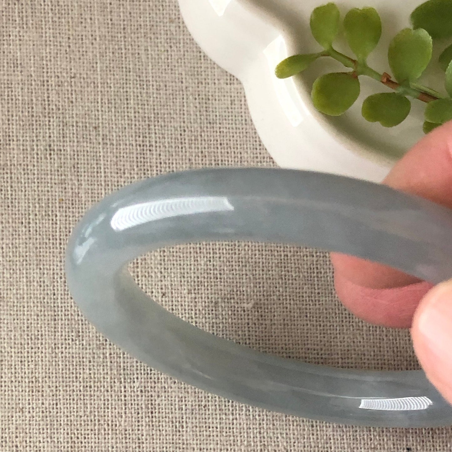 54-55mm Icy Sky Blue Round Shaped Jadeite Jade Bangle