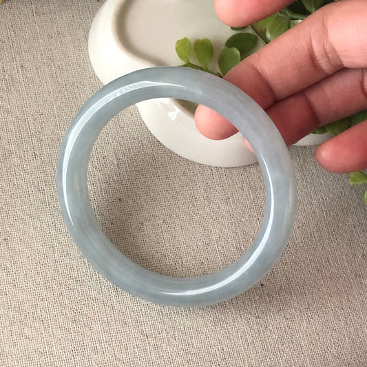 54-55mm Icy Sky Blue Round Shaped Jadeite Jade Bangle