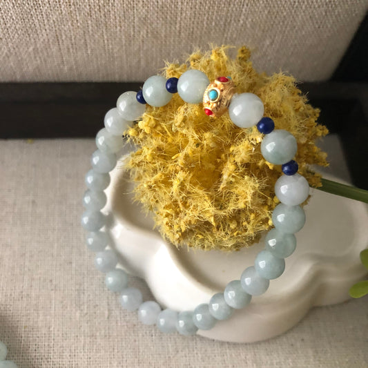 6.6mm Sky Blue Jadeite Jade Bead Bracelet