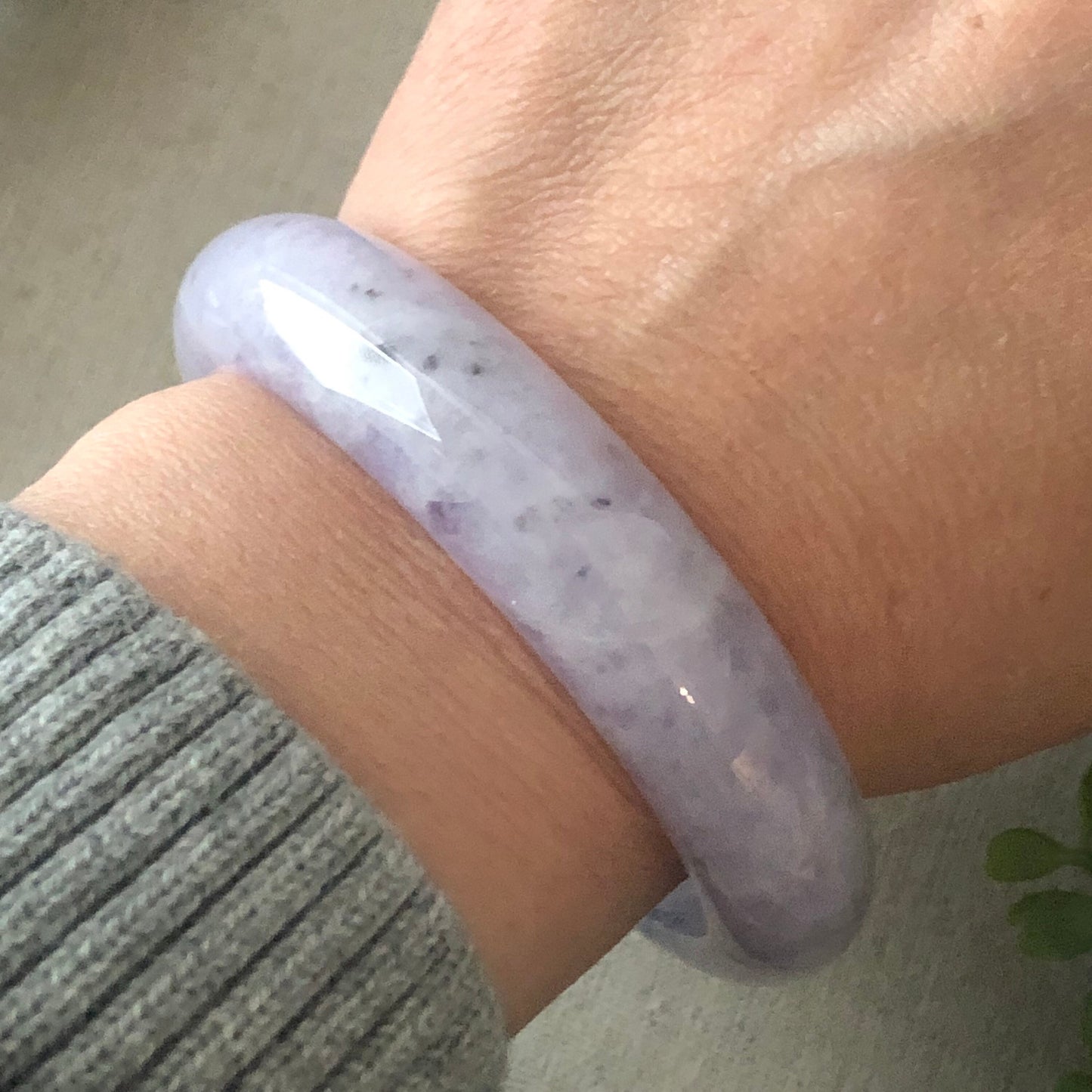 57mm Jadeite Jade Earthy Wuji Lavender Bangle