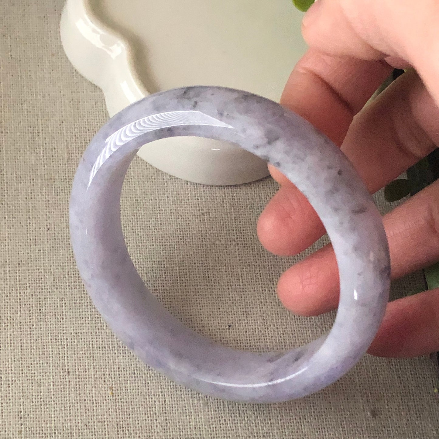 57mm Jadeite Jade Earthy Wuji Lavender Bangle
