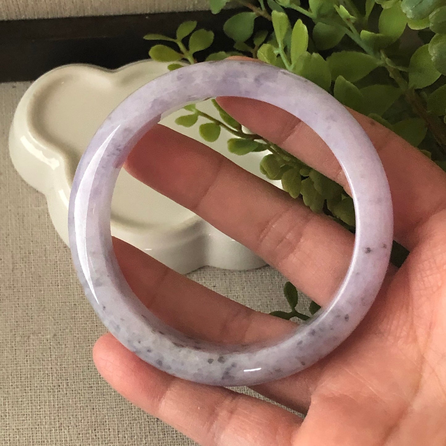 57mm Jadeite Jade Earthy Wuji Lavender Bangle