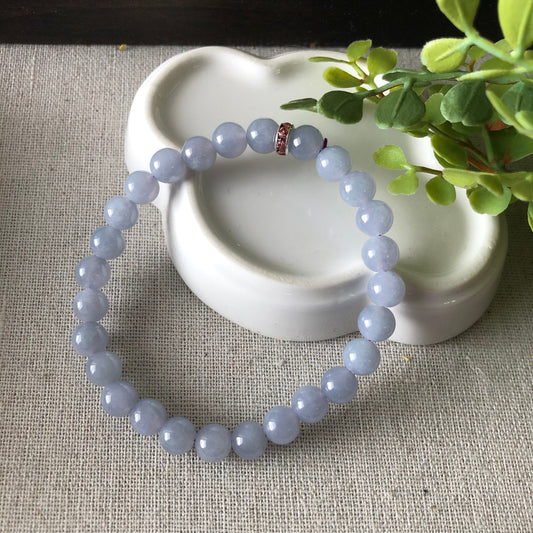 Reserved. 7 mm Jadeite Jade Icy Lavender Bead Bracelet
