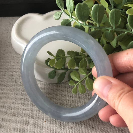 55-56 mm Jadeite Jade Icy Sky Blue Bangle Luxury Item