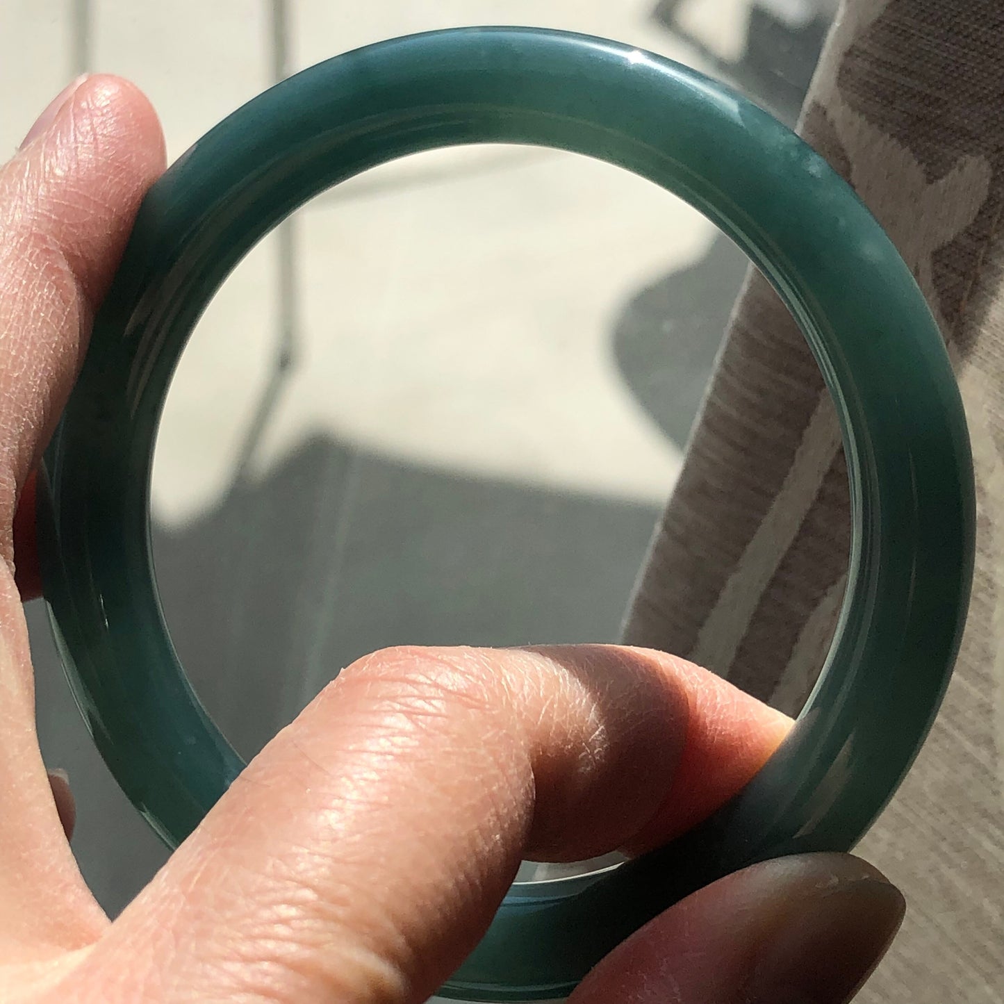 56.6mm Guatemalan Jade Earthy Blue Green Bangle