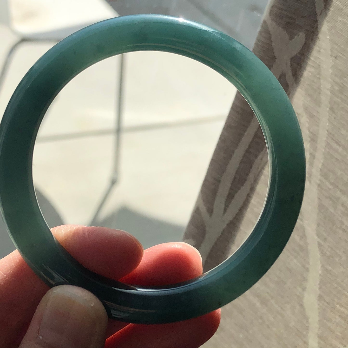 56.6mm Guatemalan Jade Earthy Blue Green Bangle