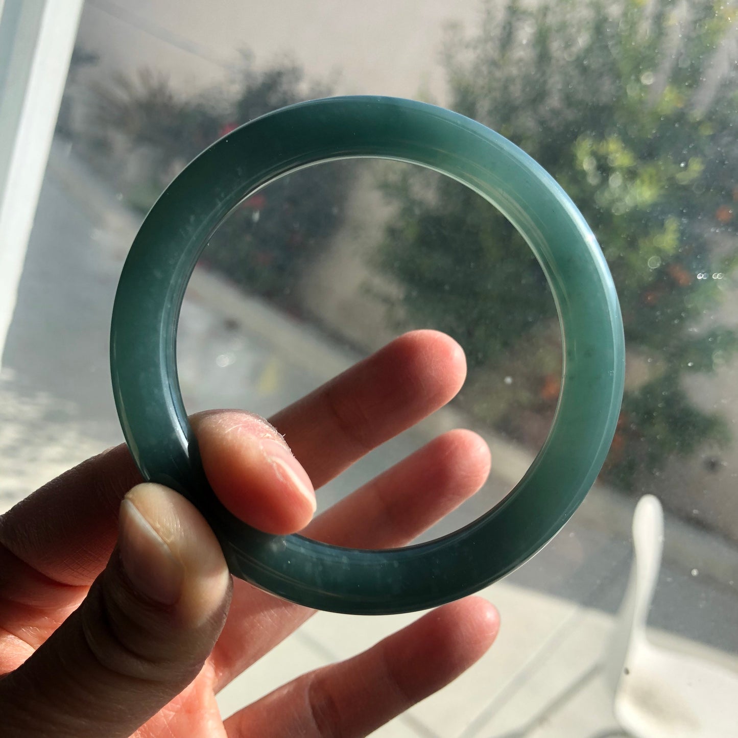 56.6mm Guatemalan Jade Earthy Blue Green Bangle
