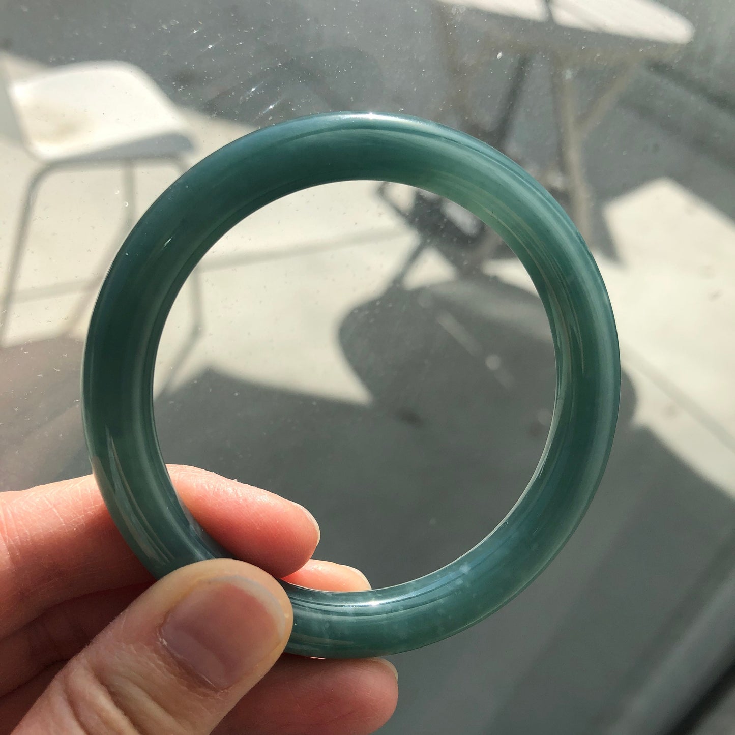 56.6mm Guatemalan Jade Earthy Blue Green Bangle