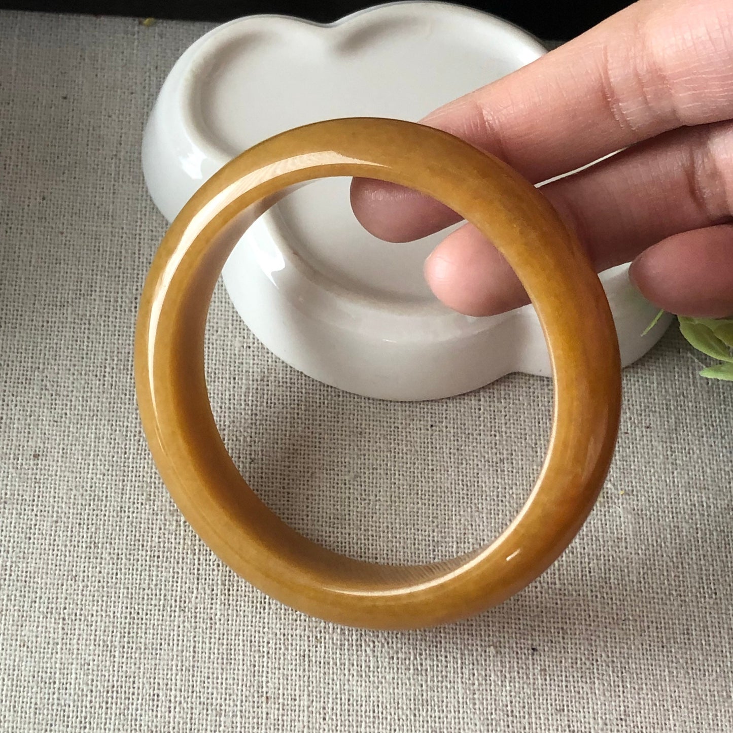 56.6mm Jadeite Jade Yellow Brown Bangle RARE