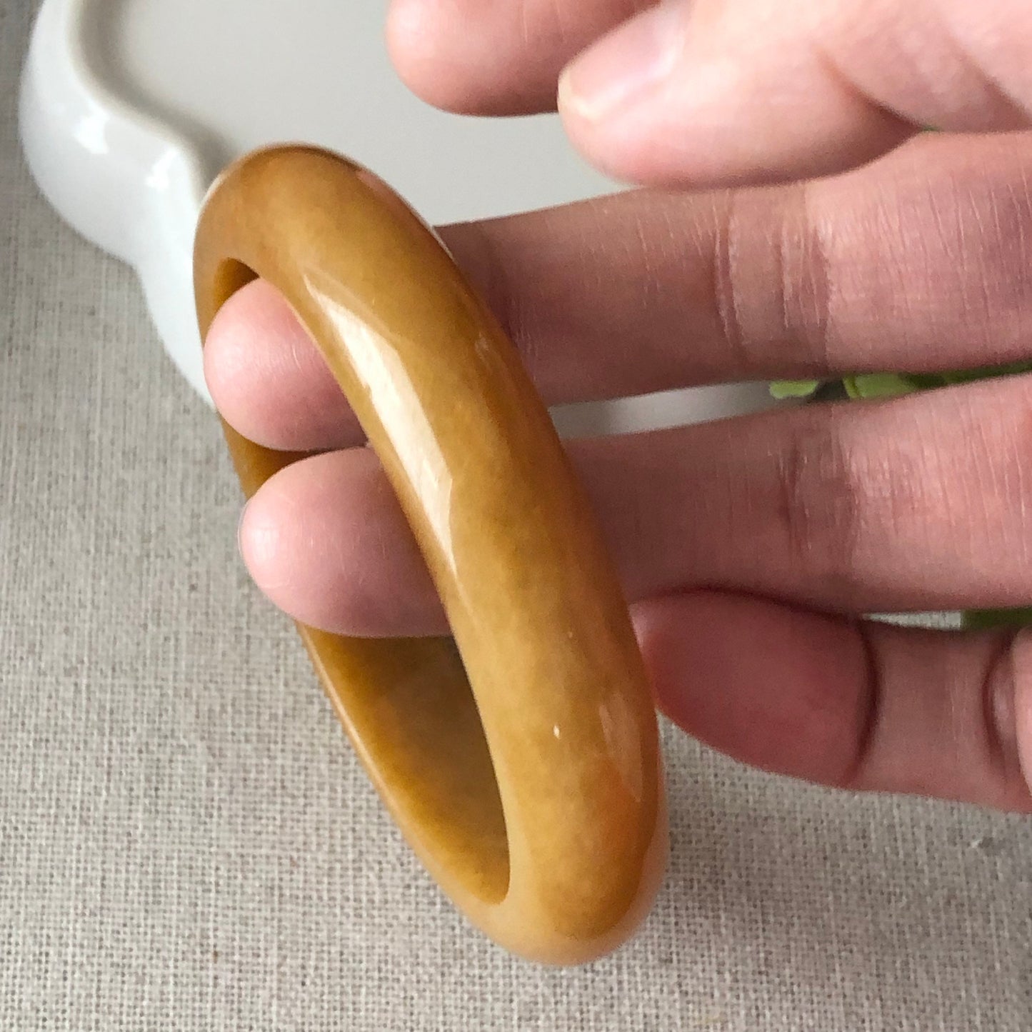 56.6mm Jadeite Jade Yellow Brown Bangle RARE