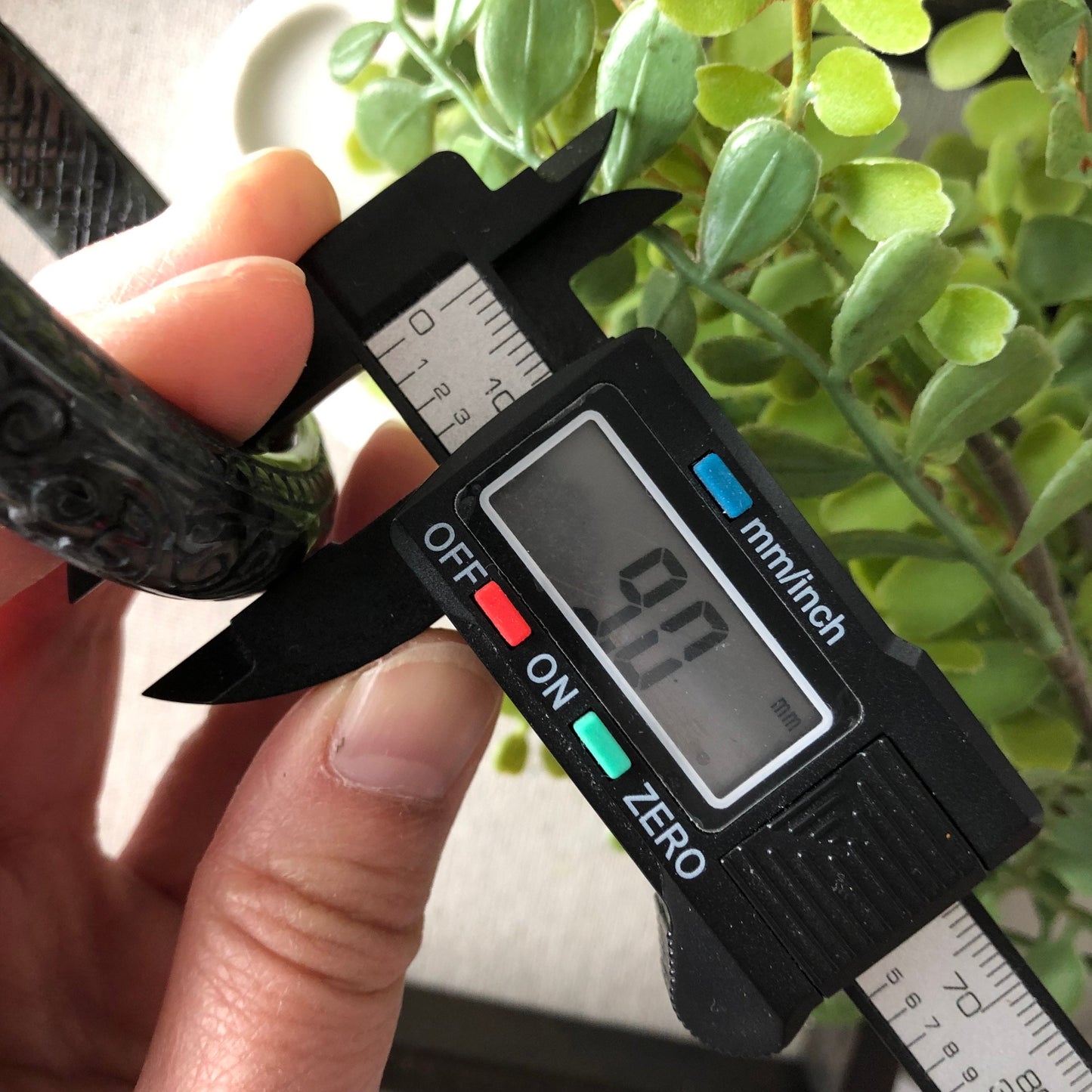 55mm Jadeite Jade Wuji Carved Black Bangle