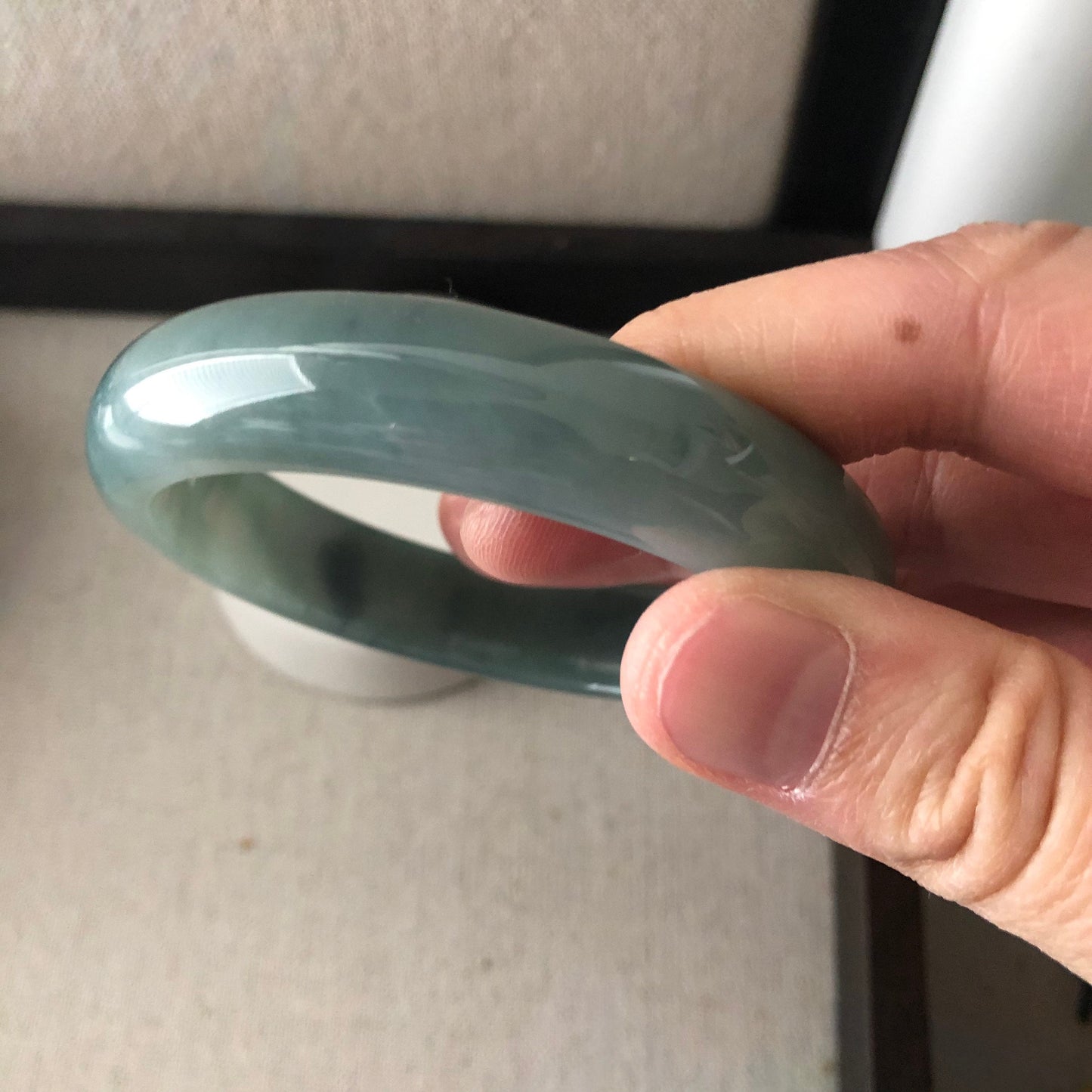 56 mm Jadeite Jade Icy Blue Green Bangle