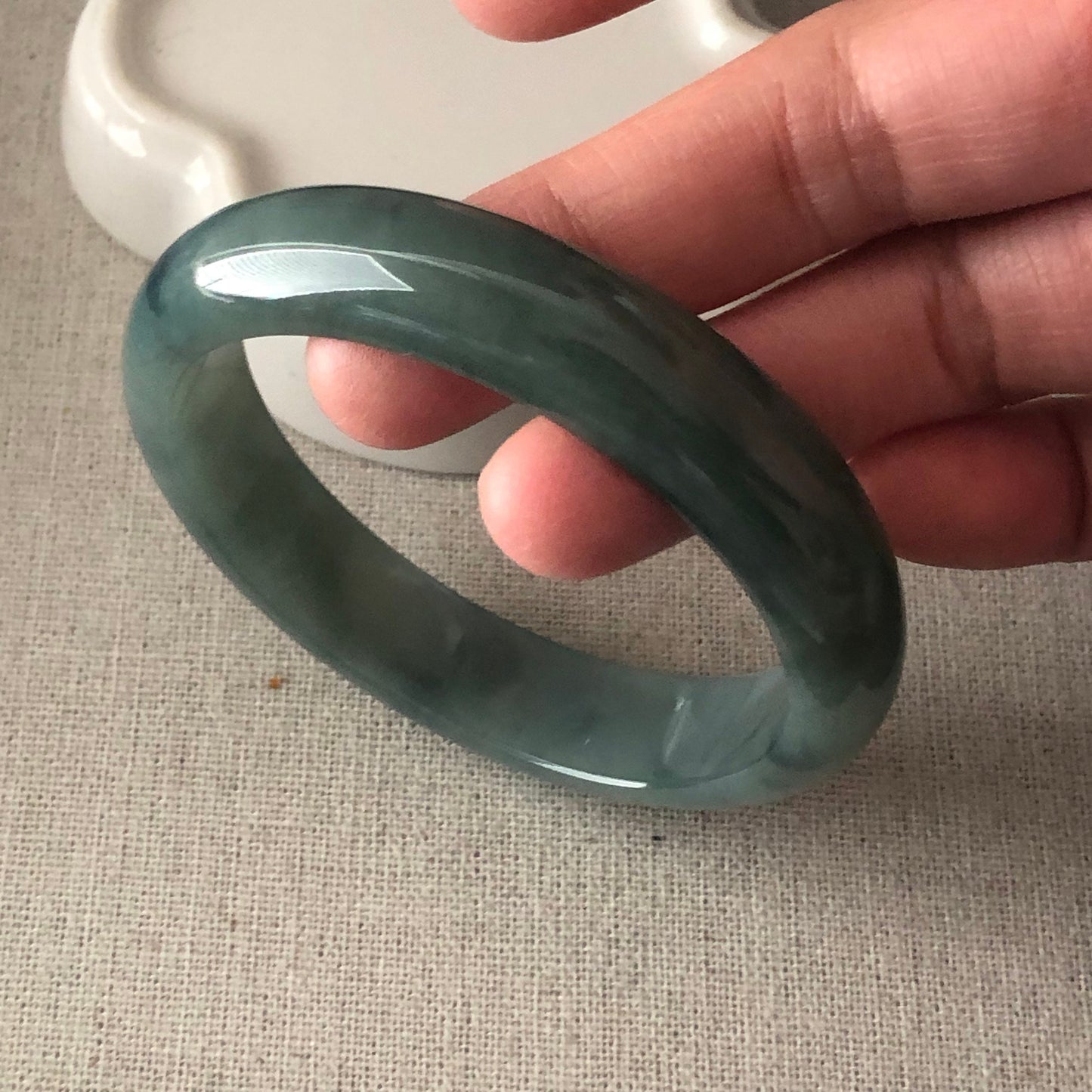 56 mm Jadeite Jade Icy Blue Green Bangle
