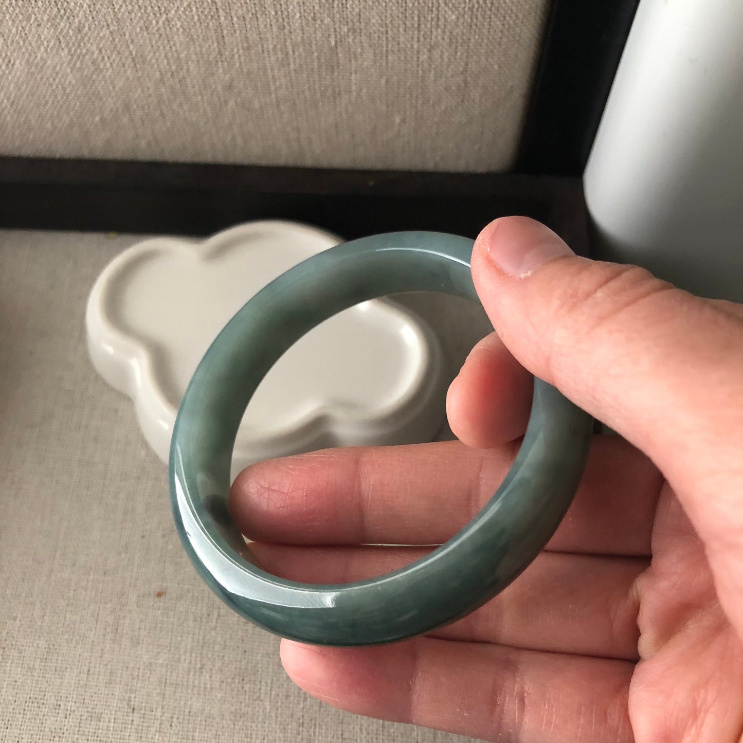 56 mm Jadeite Jade Icy Blue Green Bangle
