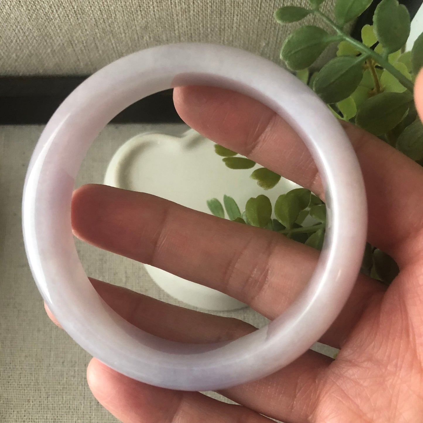 Reserved. 56 mm Jadeite Jade Tint Pink Lavender Bangle. Pmt. 1. Dep.
