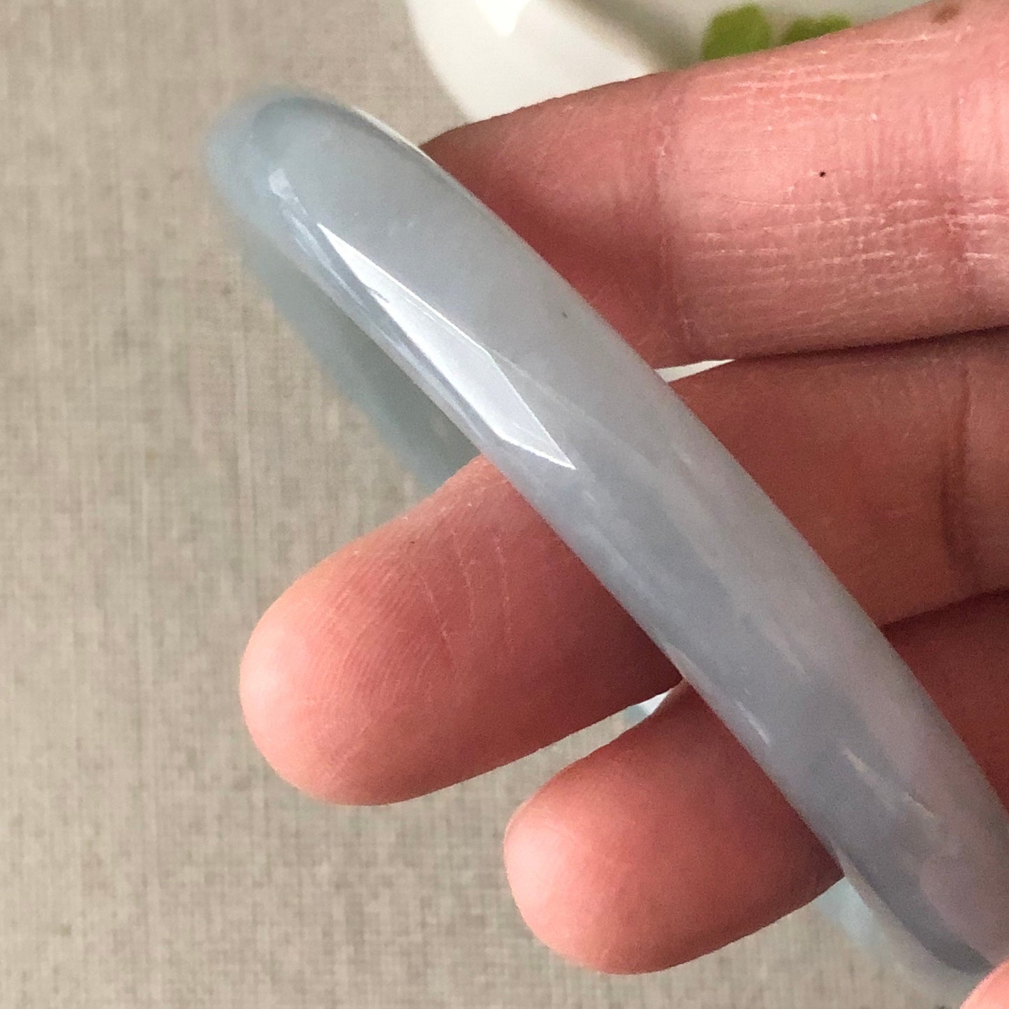 54-55mm Icy Sky Blue Round Shaped Jadeite Jade Bangle