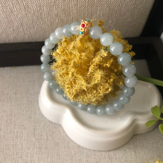 6.6mm Sky Blue Jadeite Jade Bead Bracelet Small