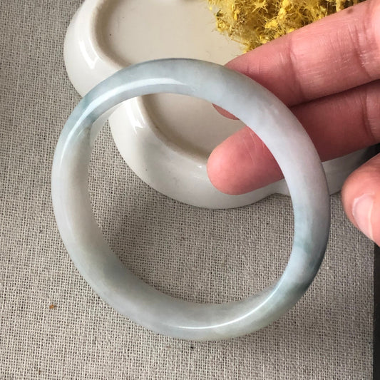 57 mm Jadeite Jade Blue Green Float Flowers Bangle