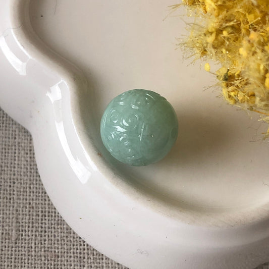 11.5mm Jadeite Jade Green Carved Bead Charm Pendant