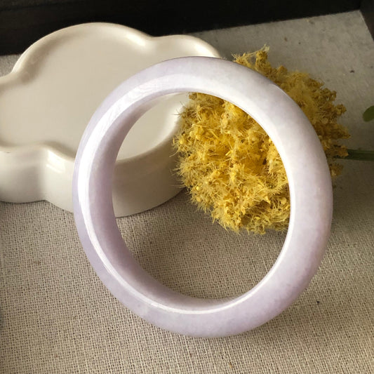 55mm Jadeite Jade Earthy Light Pink Lavender Bangle