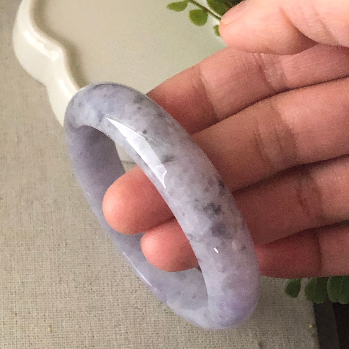 57mm Jadeite Jade Earthy Wuji Lavender Bangle