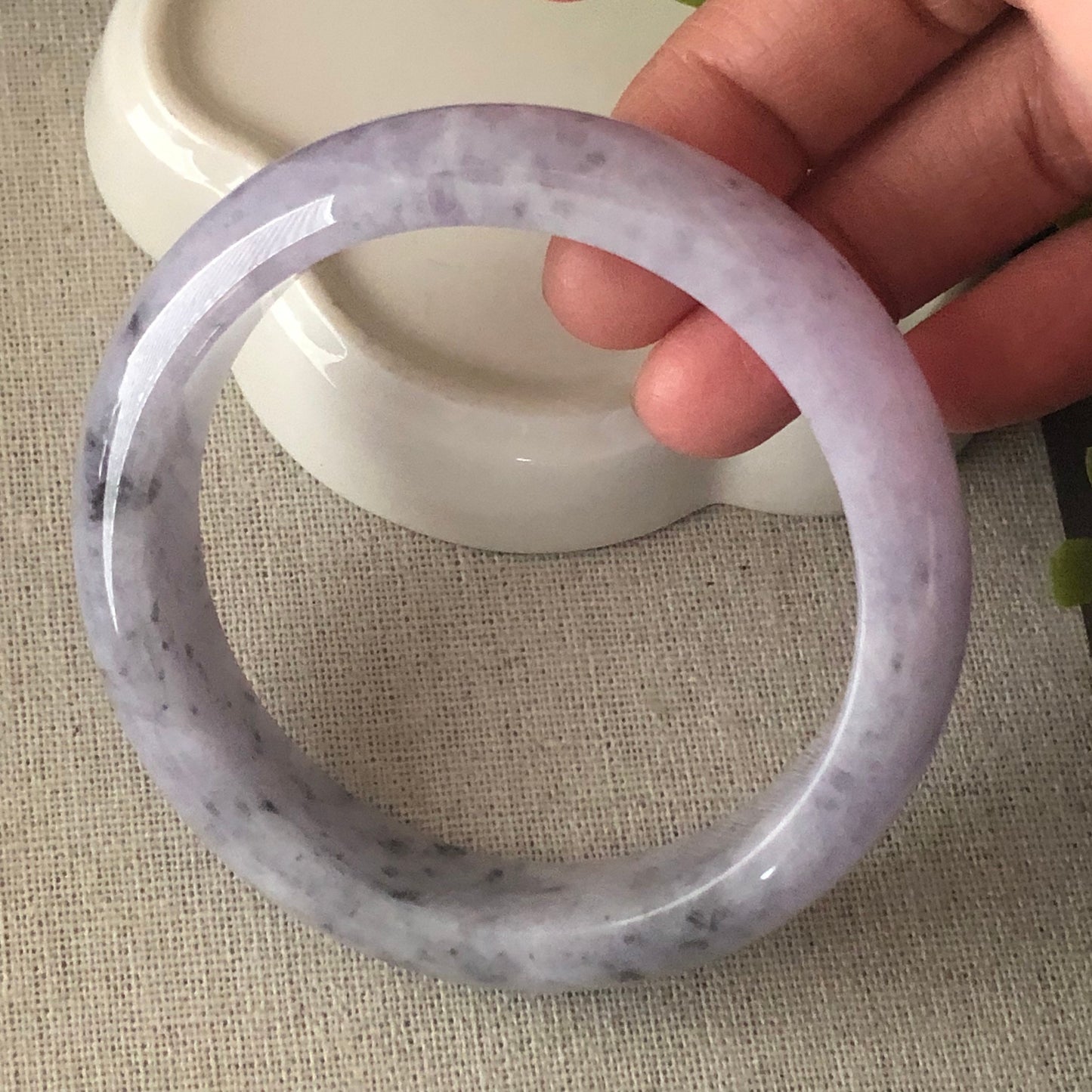 57mm Jadeite Jade Earthy Wuji Lavender Bangle