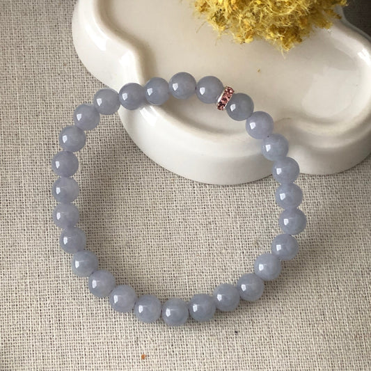 7 mm Jadeite Jade Icy Lavender Bead Bracelet