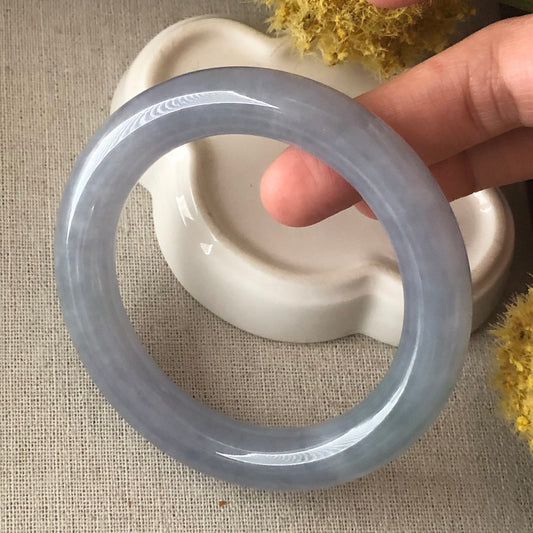 56-58 mm Jadeite Jade Lavender Blue Round Bangle