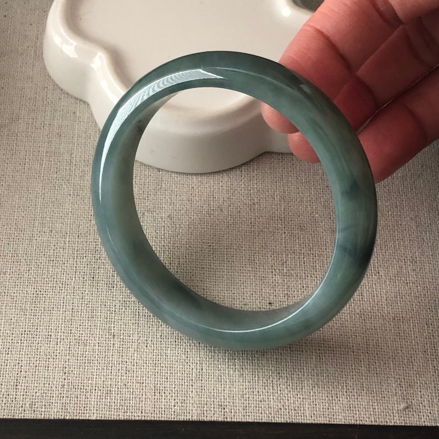 56 mm Jadeite Jade Icy Blue Green Bangle