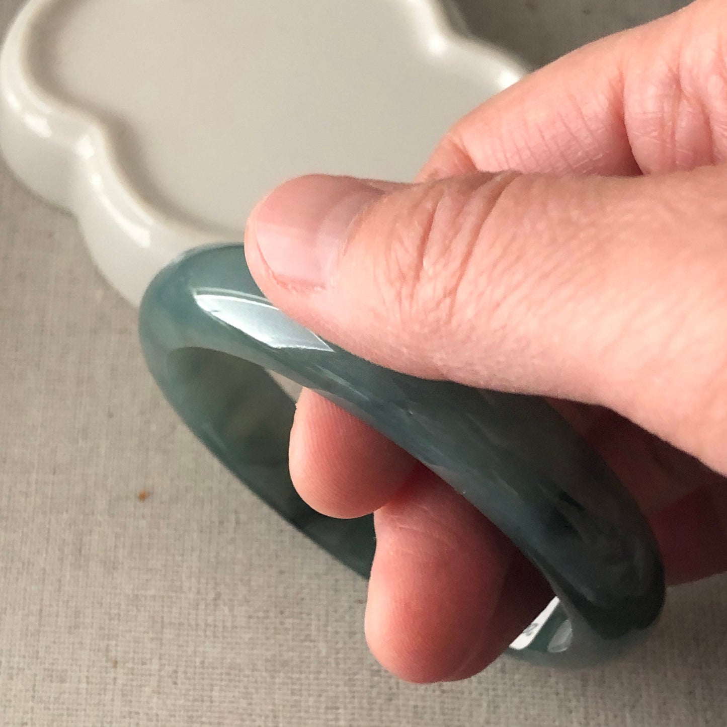 56 mm Jadeite Jade Icy Blue Green Bangle