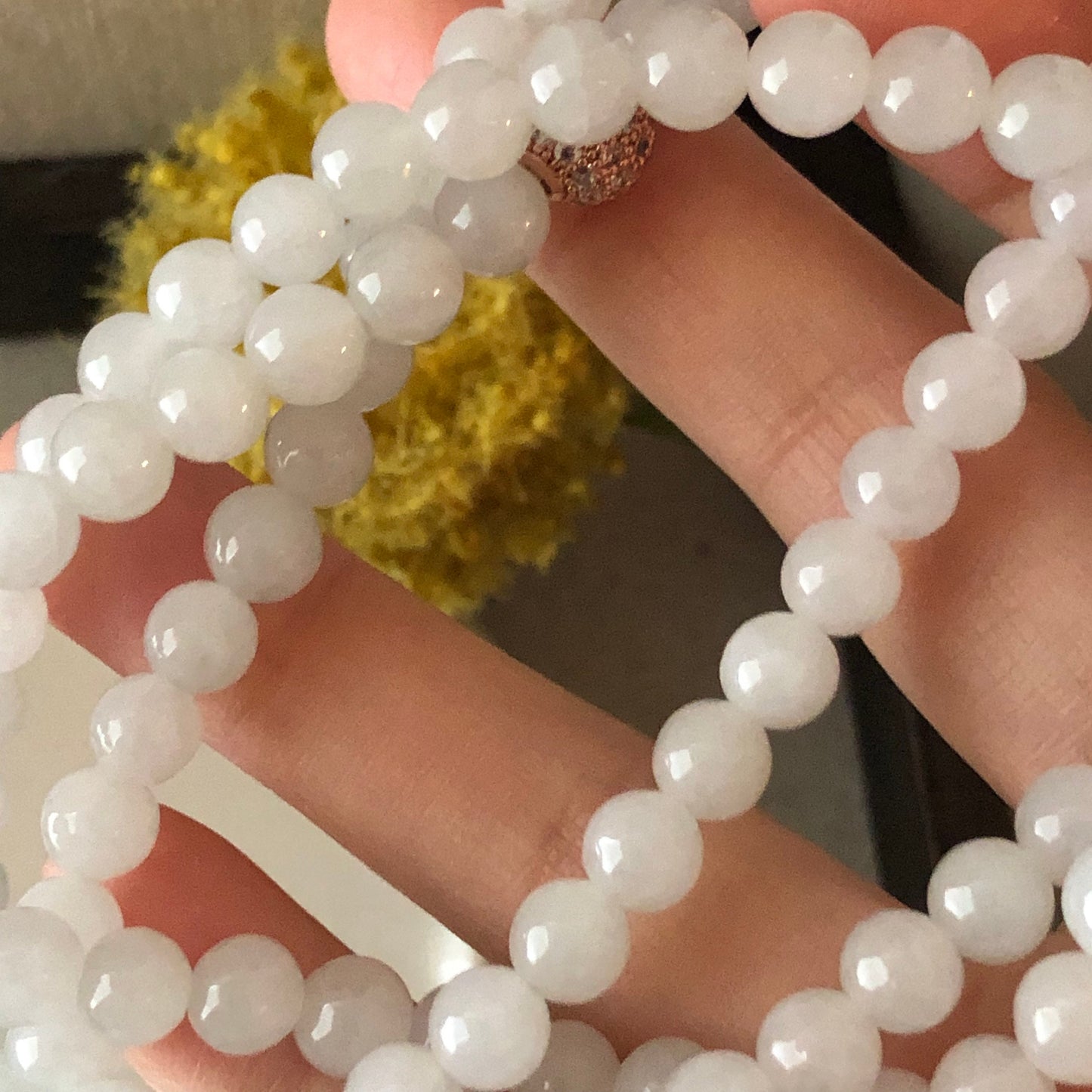 6.5 mm Icy Jadeite Jade Bead Bracelet Necklace